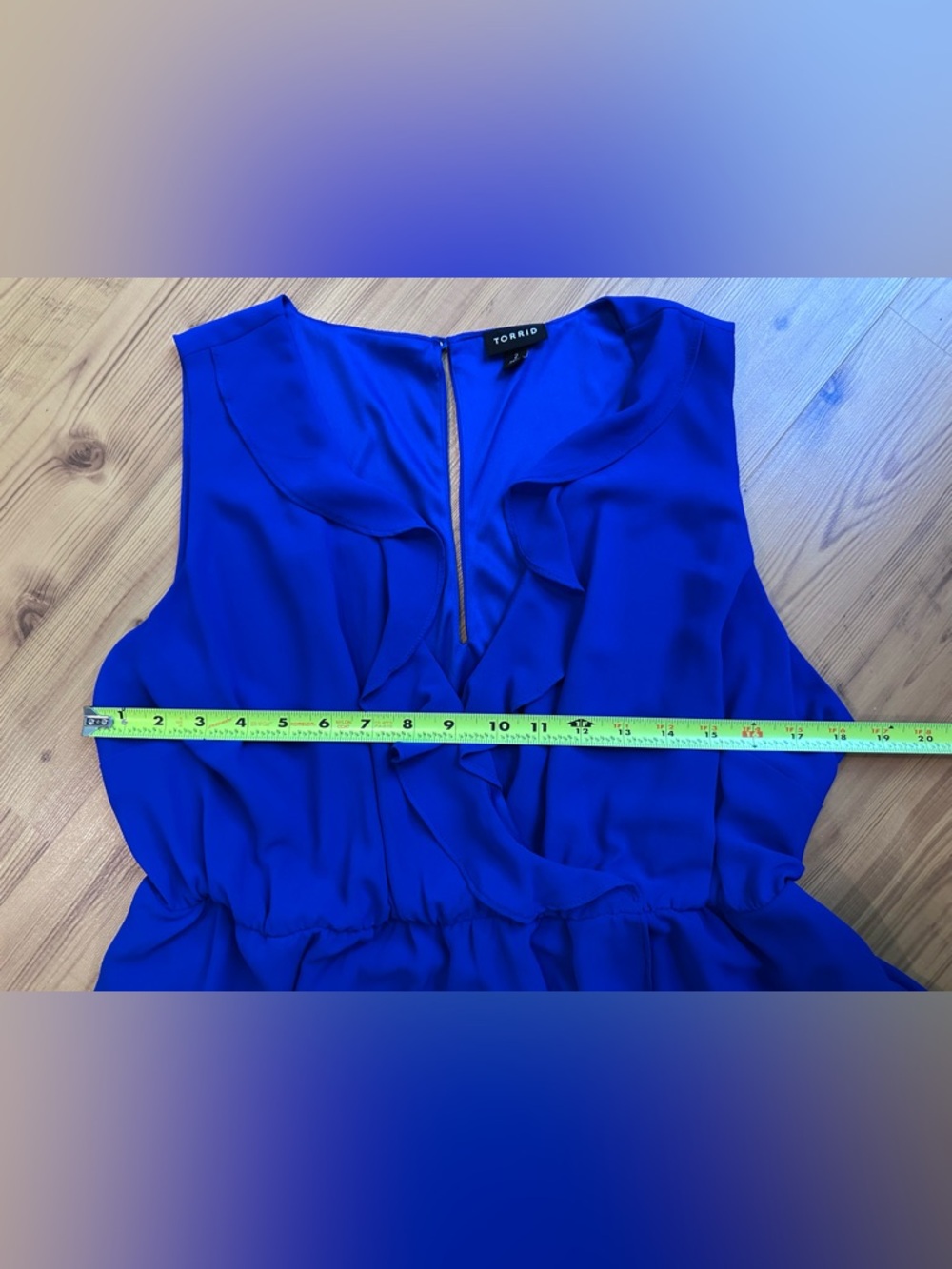 torrid Royal Blue Chiffon Ruffle Wrap Midi Dress - Picture 4 of 7